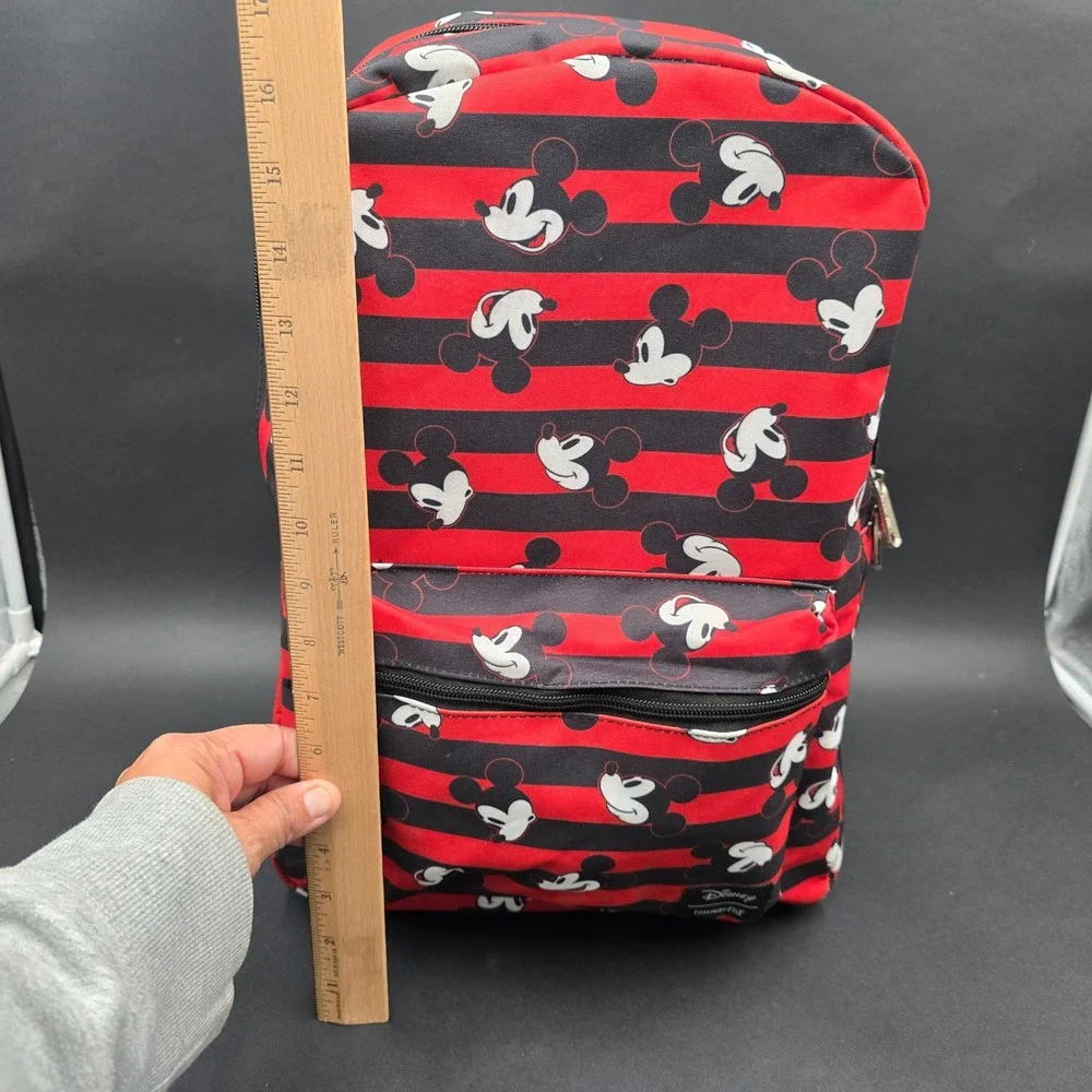 Disney Loungefly Mickey Mouse Striped Canvas Backpack Red Black 40-20163